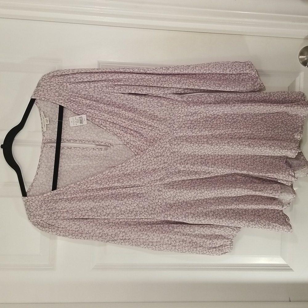 American Eagle, light purple floral print romper with peekaboo back. NWT